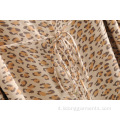 Abito a manica a manica lunga per leopardo di rayon causale da donna